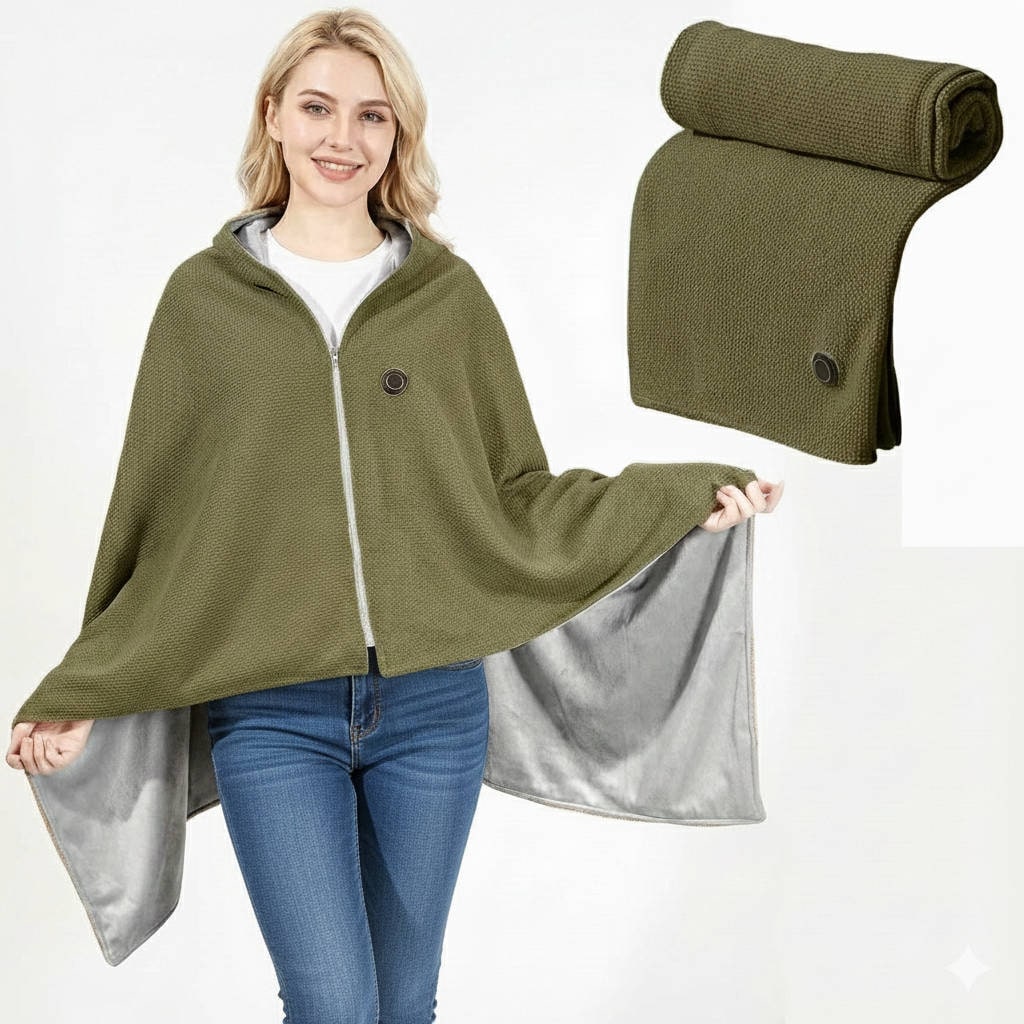 Wearable Heated Blanket with USB Power 8 Heating Zones and Waffle-Knit Hood - Image 6