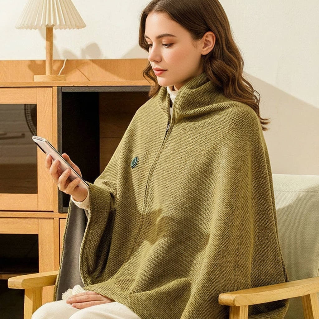 Wearable Heated Blanket with USB Power 8 Heating Zones and Waffle-Knit Hood - Image 7