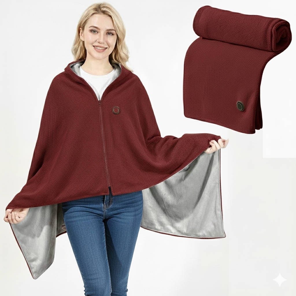 Wearable Heated Blanket with USB Power 8 Heating Zones and Waffle-Knit Hood - Image 8