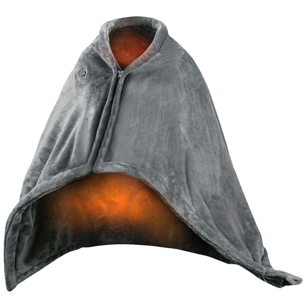 Wearable Heated Blanket with USB Power Fleece Throw Shawl and Zipper Closure - Image 4