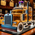 Whiskey Decanter and Glass Set with Semi Truck Design and Chrome Accents - Image 1