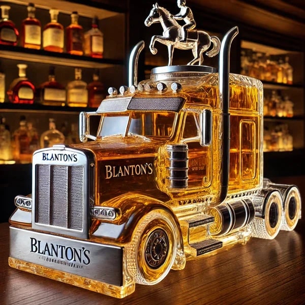 Whiskey Decanter and Glass Set with Semi Truck Design and Chrome Accents - Image 4