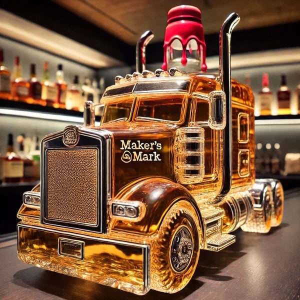 Whiskey Decanter and Glass Set with Semi Truck Design and Chrome Accents - Image 6