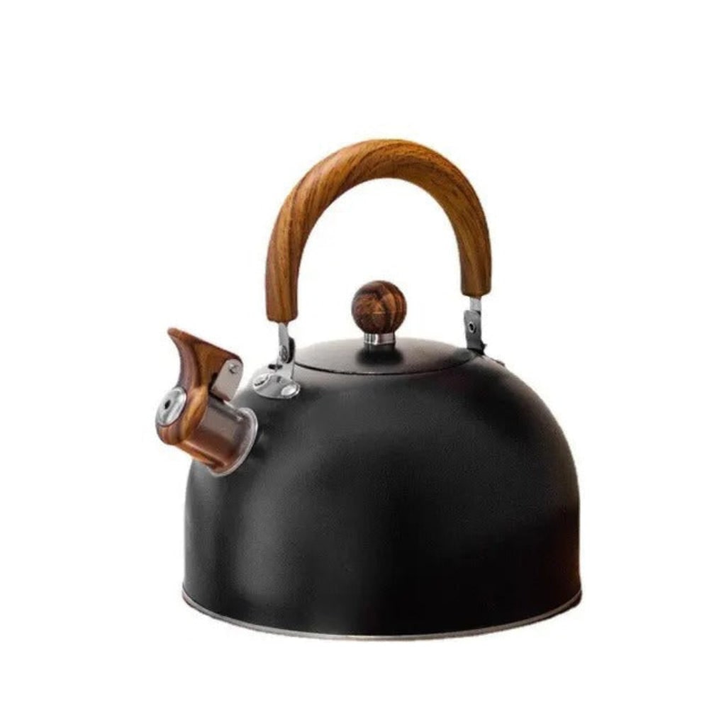 Whistling Tea Kettle Stovetop with Stainless Steel Body and Wood Grain Handle - Image 8