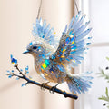 Window Suncatcher with Stained Glass Bluebird Design and Hanging Chain - Image 1