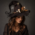 Witch Hat with Curled Tip Mushroom and Spiderweb Forest Decorations for Costume Party - Image 1