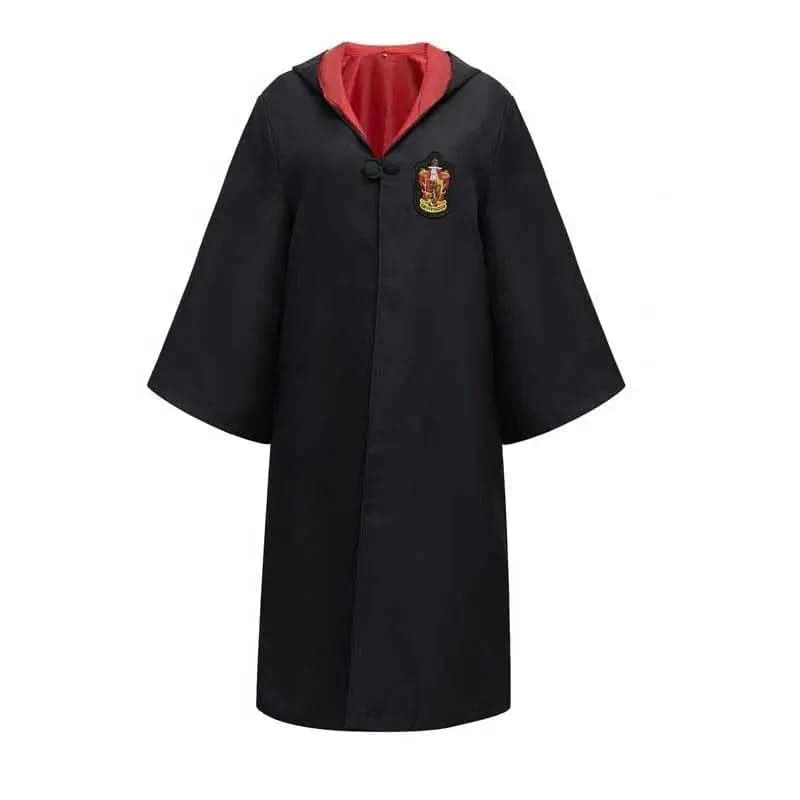Wizard Costume Robe with Hooded Design Embroidered Crest and Wide Flared Sleeves - Image 2