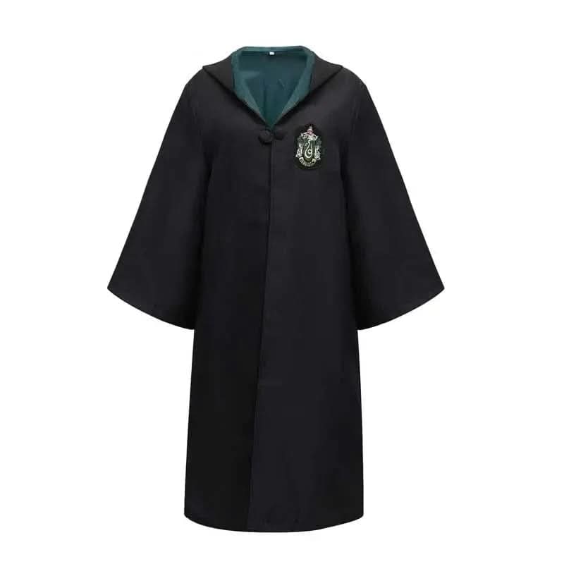 Wizard Costume Robe with Hooded Design Embroidered Crest and Wide Flared Sleeves - Image 3