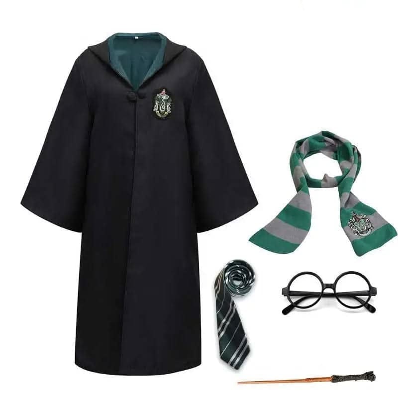 Wizard Costume Robe with Hooded Design Embroidered Crest and Wide Flared Sleeves - Image 8