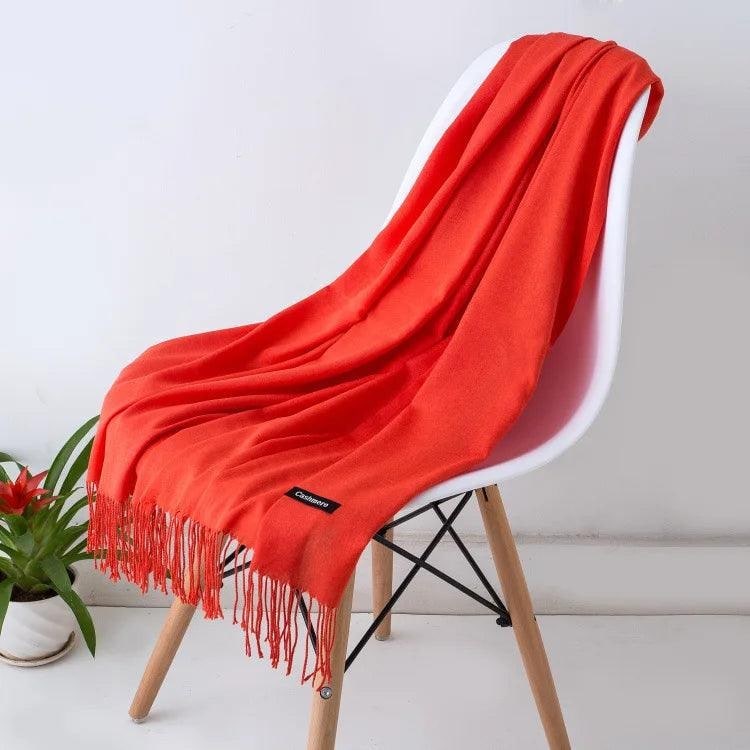 Women's Cashmere Scarf Wrap with Twisted Fringe and Fine Knit Texture - Image 11