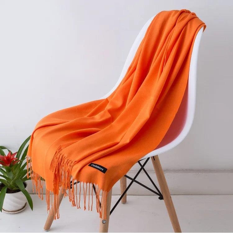 Women's Cashmere Scarf Wrap with Twisted Fringe and Fine Knit Texture - Image 17