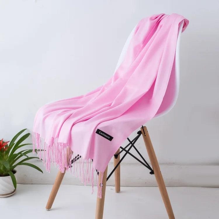 Women's Cashmere Scarf Wrap with Twisted Fringe and Fine Knit Texture - Image 21
