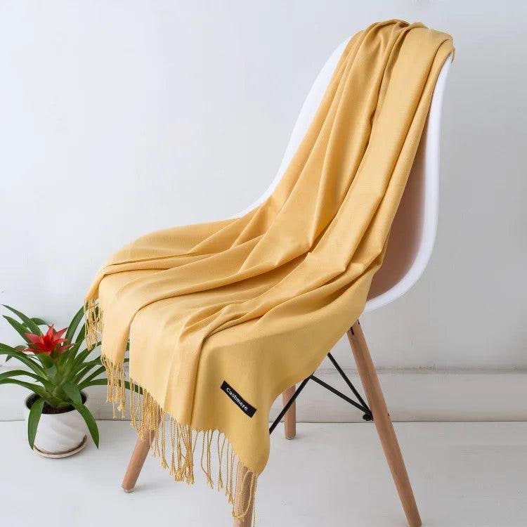 Women's Cashmere Scarf Wrap with Twisted Fringe and Fine Knit Texture - Image 22
