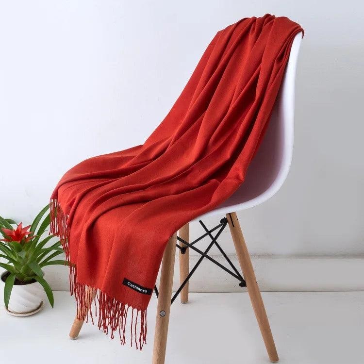 Women's Cashmere Scarf Wrap with Twisted Fringe and Fine Knit Texture - Image 24