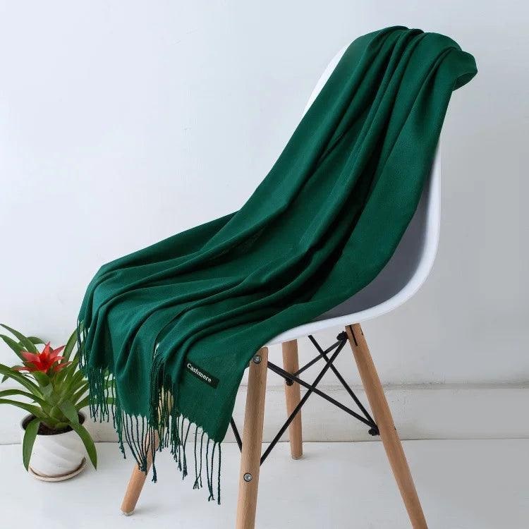 Women's Cashmere Scarf Wrap with Twisted Fringe and Fine Knit Texture - Image 25