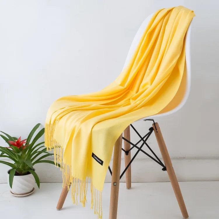 Women's Cashmere Scarf Wrap with Twisted Fringe and Fine Knit Texture - Image 27