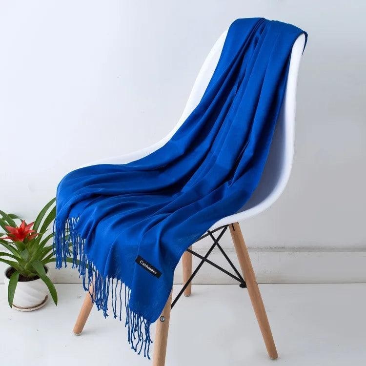 Women's Cashmere Scarf Wrap with Twisted Fringe and Fine Knit Texture - Image 30