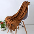 Women's Cashmere Scarf Wrap with Twisted Fringe and Fine Knit Texture - Image 8