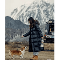 Women's Down Puffer Jacket with Hood Long Black Winter Coat Water-Resistant with Side Snap Vents - Image 1