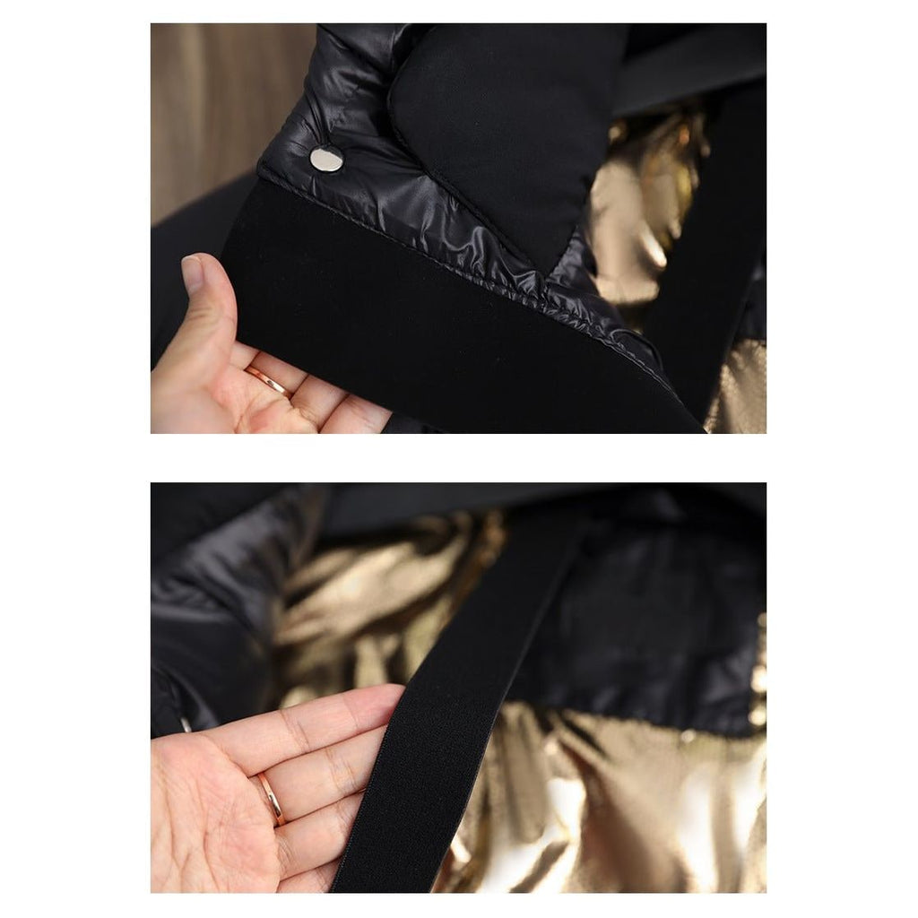 Women's Down Puffer Jacket with Hood Long Black Winter Coat Water-Resistant with Side Snap Vents - Image 11