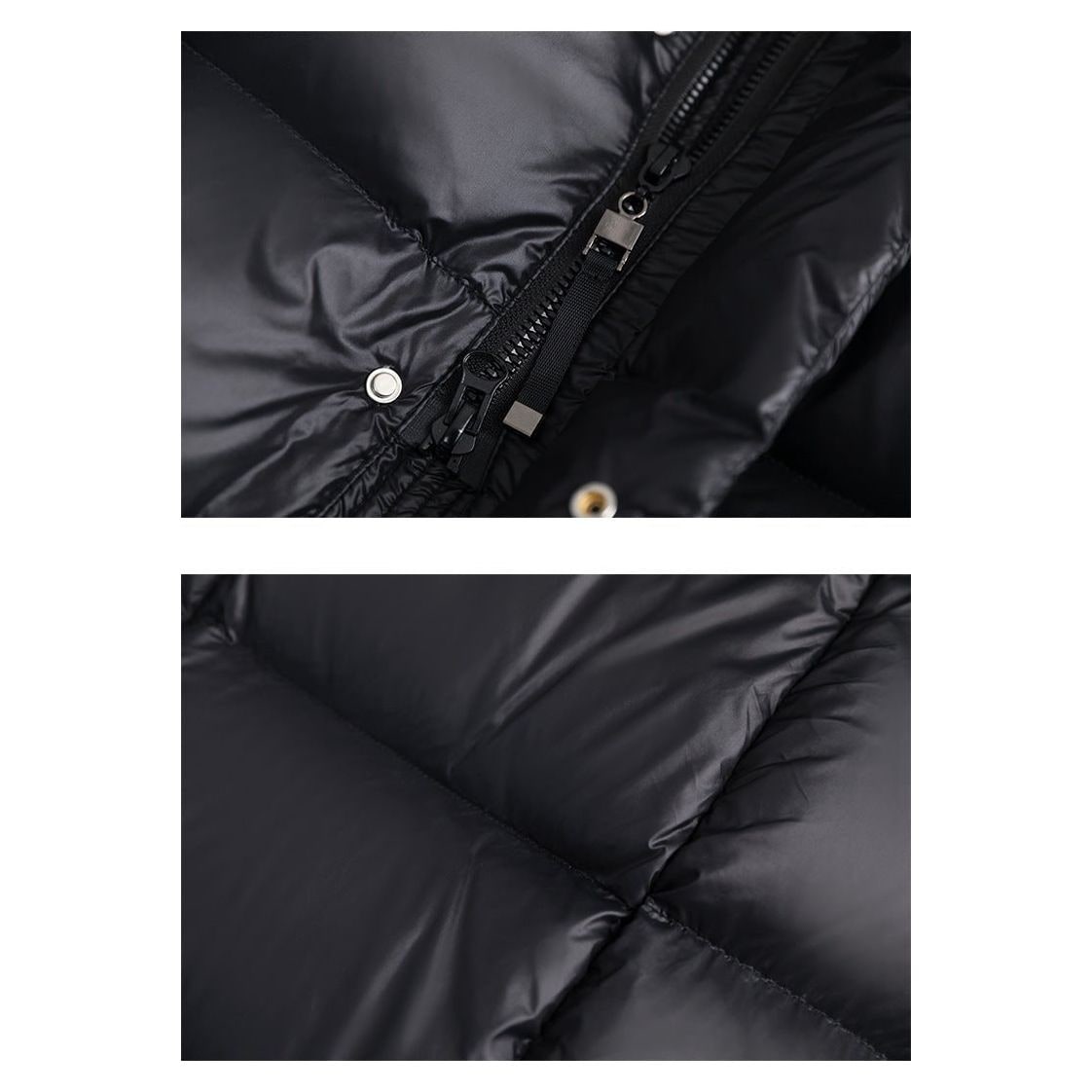 Women's Down Puffer Jacket with Hood Long Black Winter Coat Water-Resistant with Side Snap Vents - Image 13