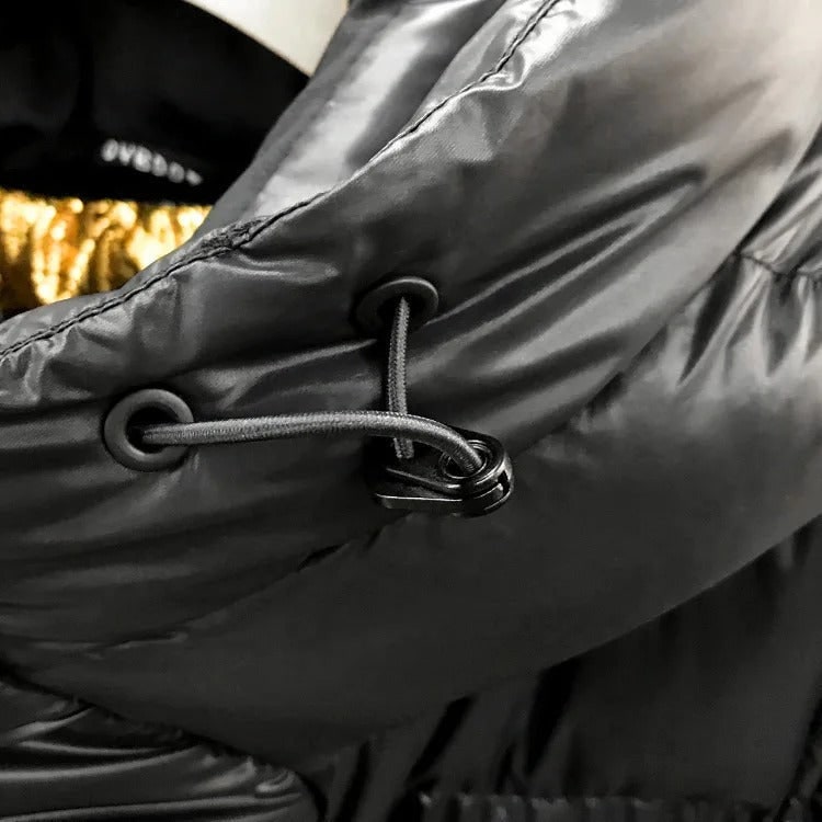 Women's Down Puffer Jacket with Hood Long Black Winter Coat Water-Resistant with Side Snap Vents - Image 7