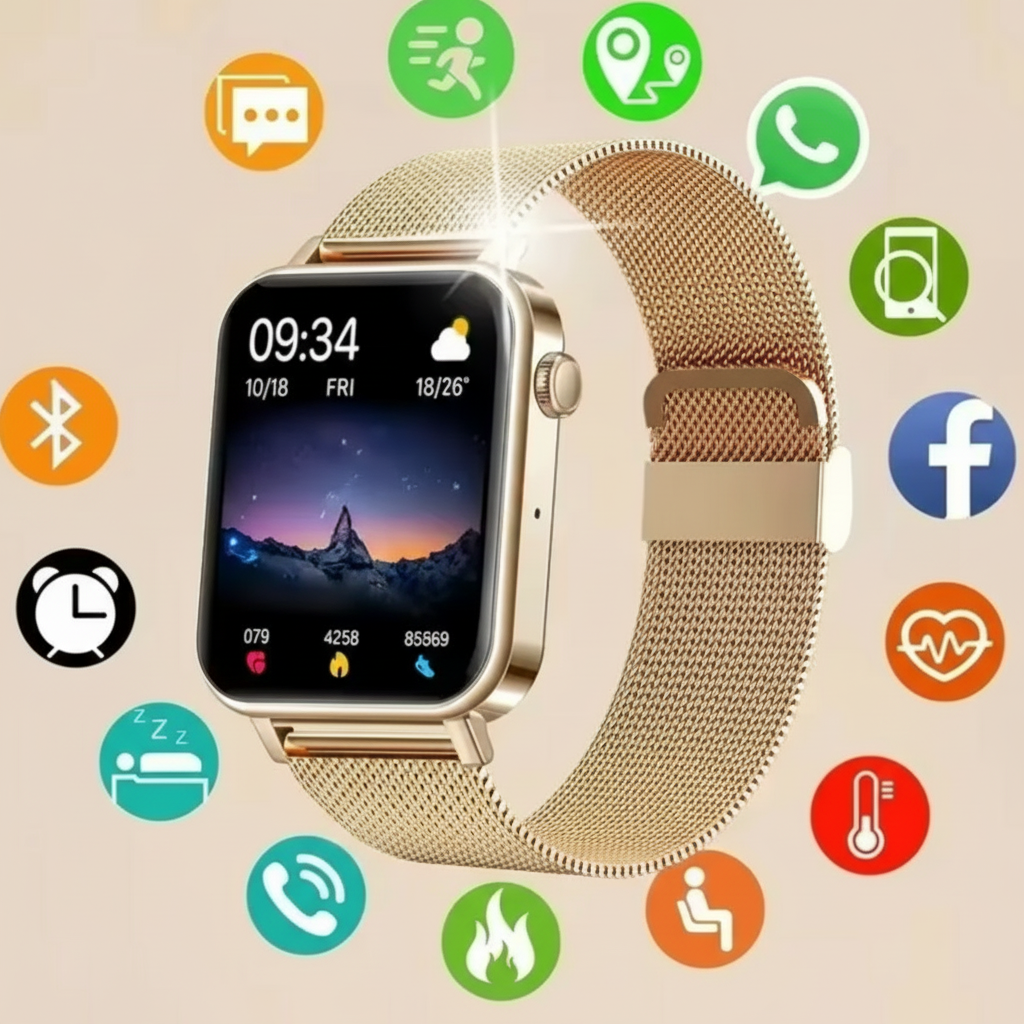 Women's GPS Smartwatch with Heart Rate Monitor Fitness Tracking and Metal Mesh Band - Image 9