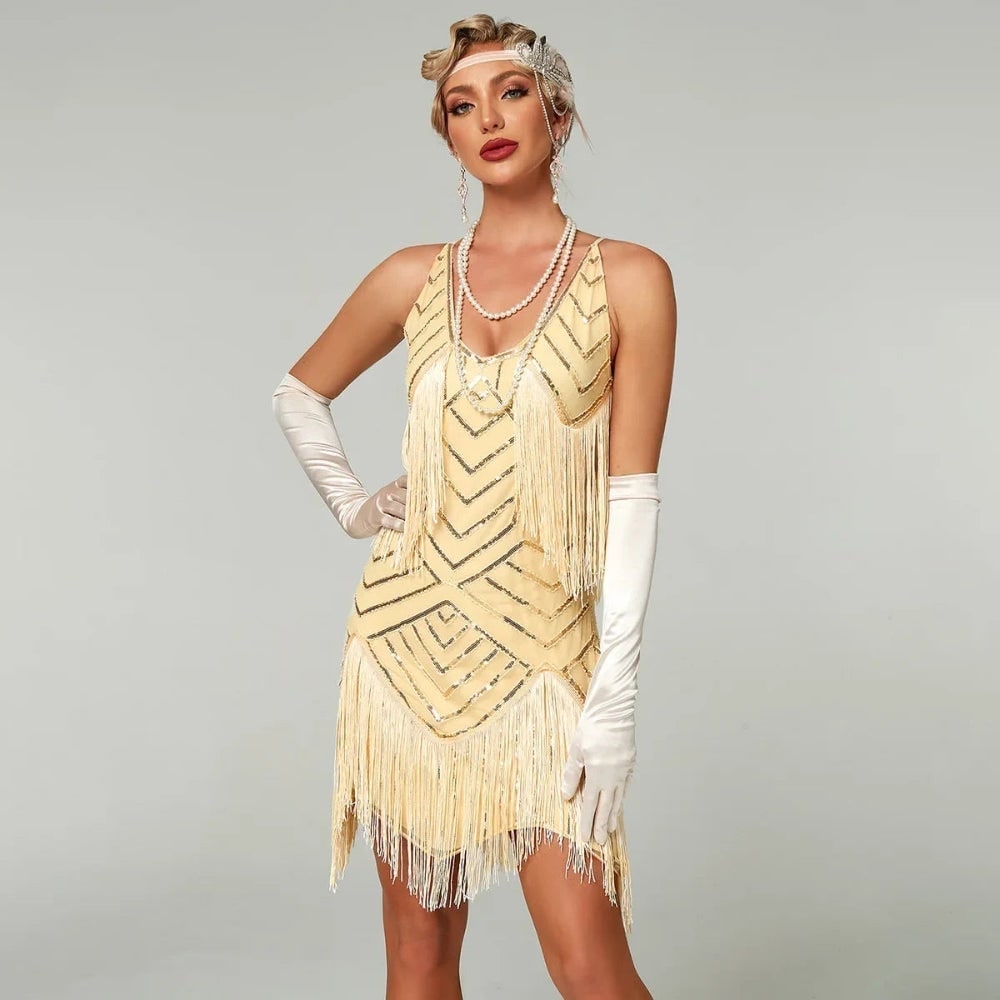 Women's Halloween 20s Style Flapper Dress with Sequin and Fringe for Roaring Party Costume - Image 4