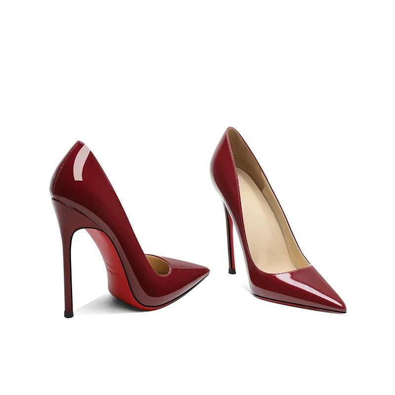 Women's High Heel Pumps with Pointed Toe and Stiletto in Patent Leather - Image 11