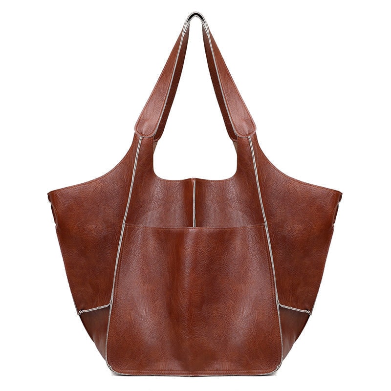 Women's Leather Tote Bag with Large Capacity Slouchy Silhouette and Magnetic Snap - Image 12