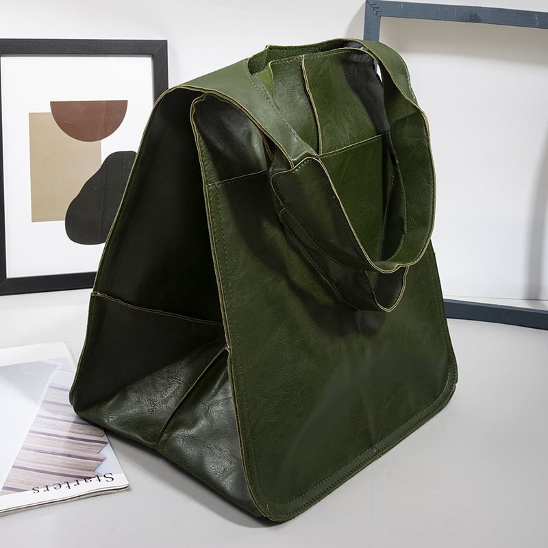 Women's Leather Tote Bag with Large Capacity Slouchy Silhouette and Magnetic Snap - Image 4