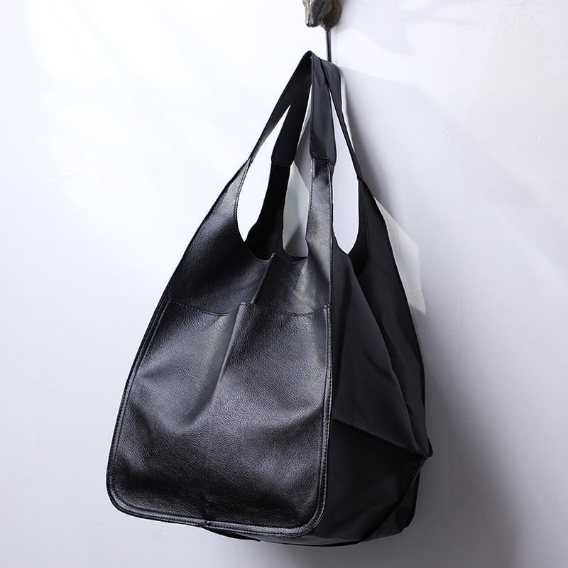 Women's Leather Tote Bag with Large Capacity Slouchy Silhouette and Magnetic Snap - Image 5
