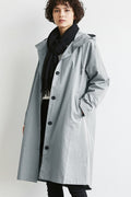 Women's Lightweight Hooded Parka with Drawstring Waist and Front Button Closure - Image 3