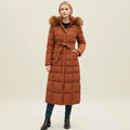Women's Long Puffer Coat with Faux Fur Hood and Quilted Insulation - Image 1
