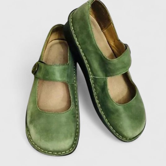 Women's Mary Jane Flats with Adjustable Strap and Cushioned Nubuck Sole - Image 1