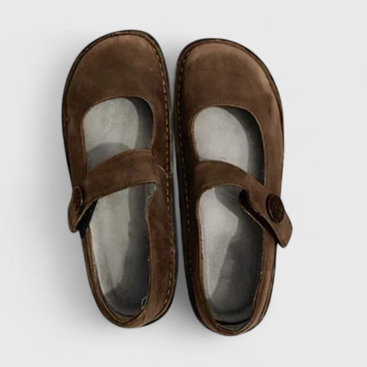 Women's Mary Jane Flats with Adjustable Strap and Cushioned Nubuck Sole - Image 3