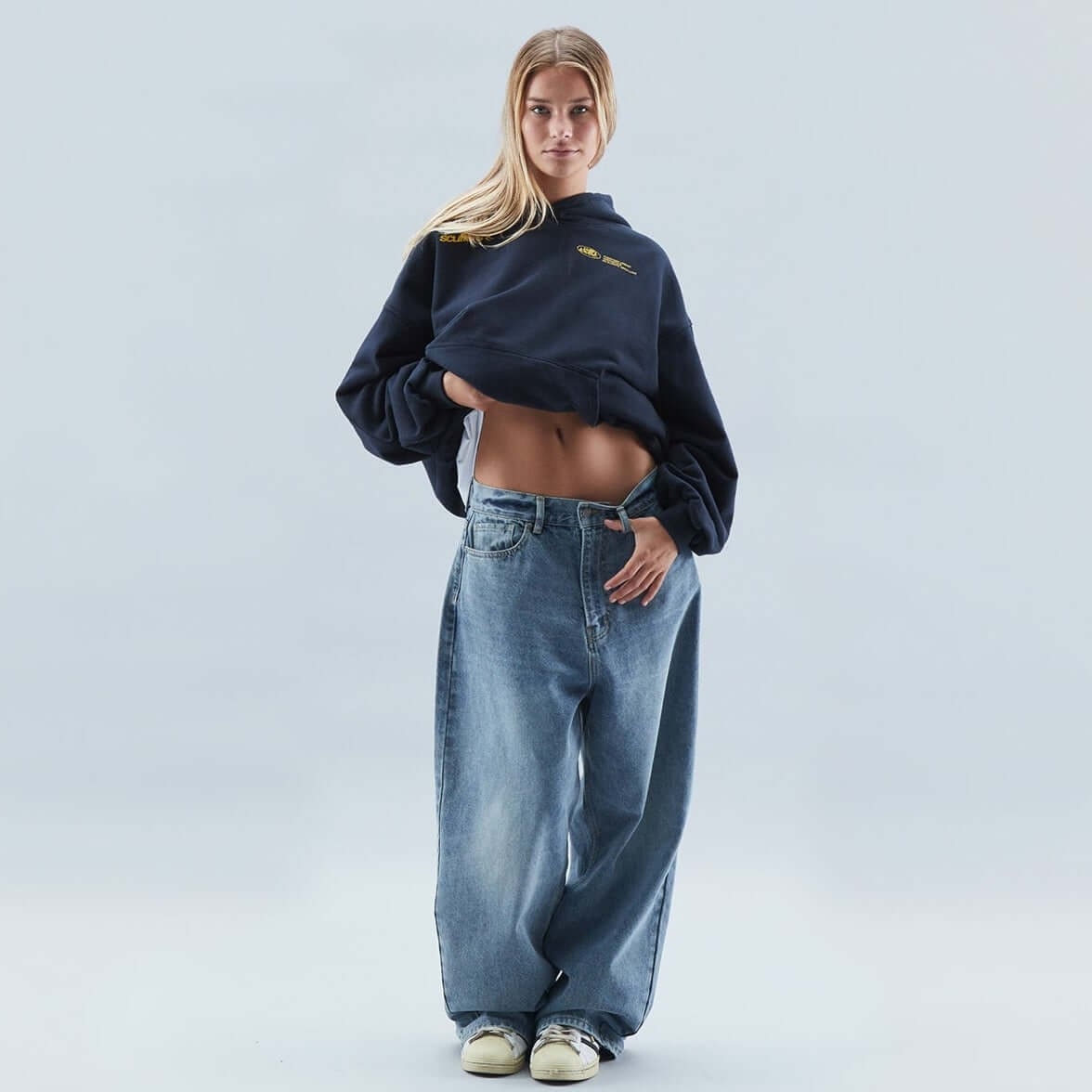 Women's Oversized Graphic Pullover Hoodie with Drop Shoulder and Kangaroo Pocket - Image 1