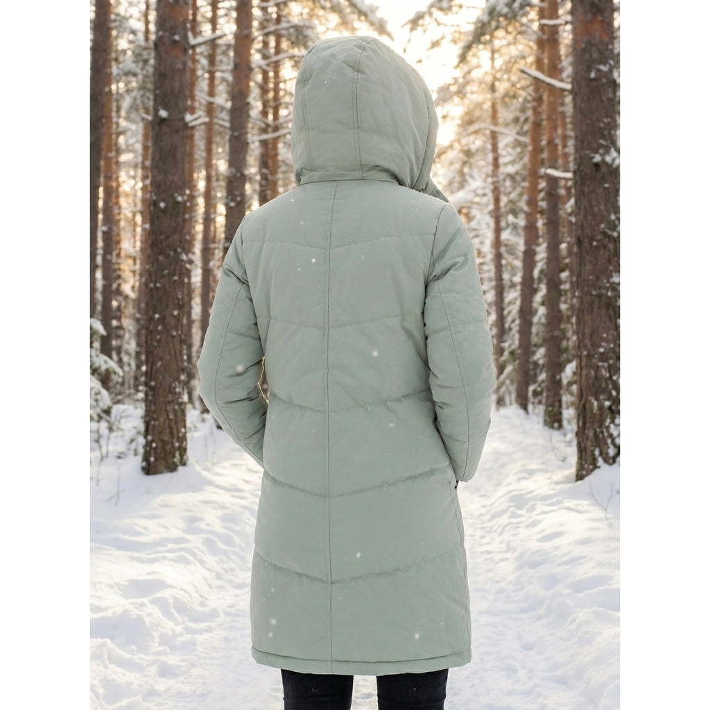 Women's Puffer Coat with Fleece-Lined Hood and Quilted Design - Image 5