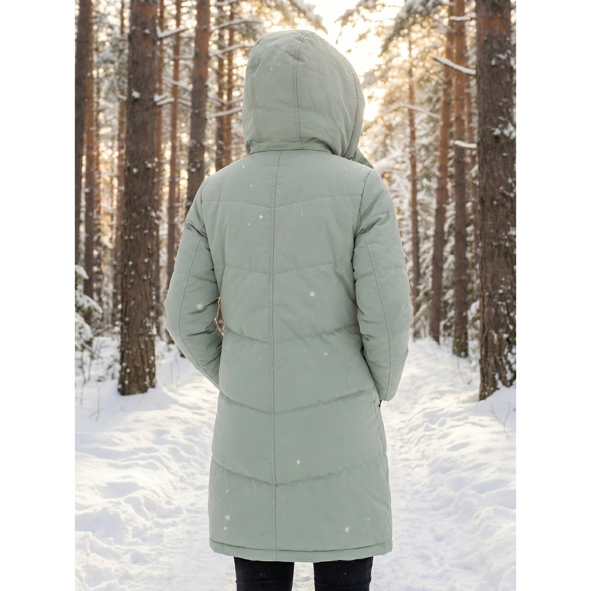 Women's Puffer Coat with Fleece-Lined Hood and Quilted Design - Image 5