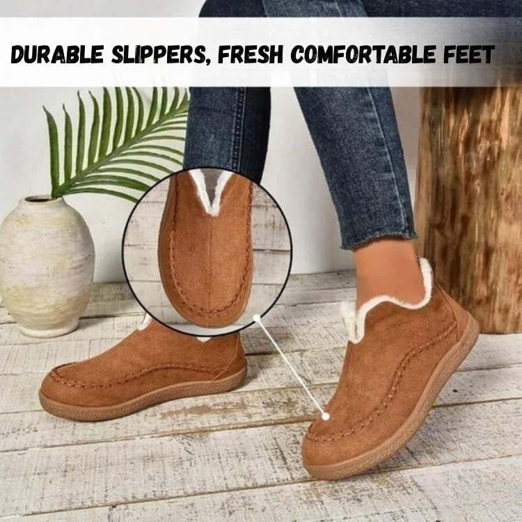Women's Slipper Booties with Fleece Lining Sherpa Collar and Arch Support - Image 2