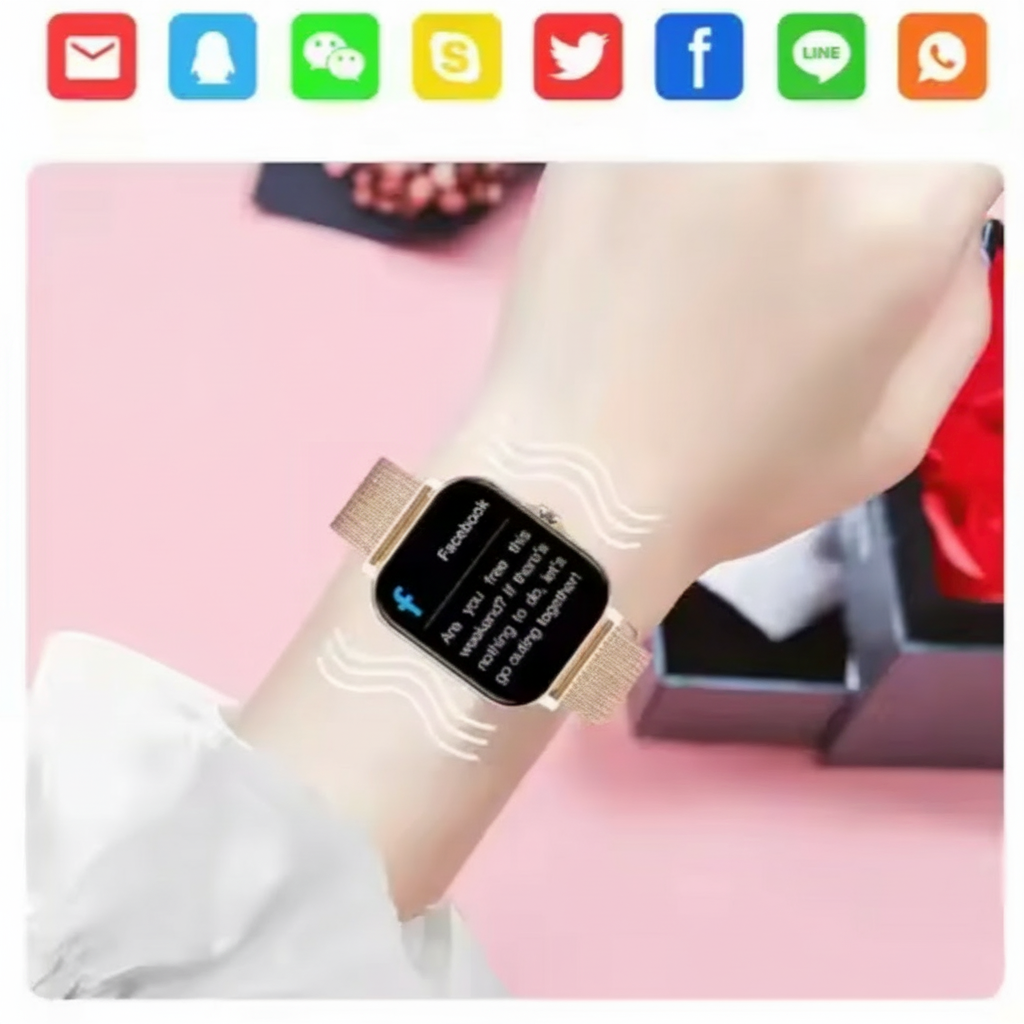 Women's Smartwatch with Fitness Tracking GPS Mesh Metal Band and Touch Screen Display - Image 3