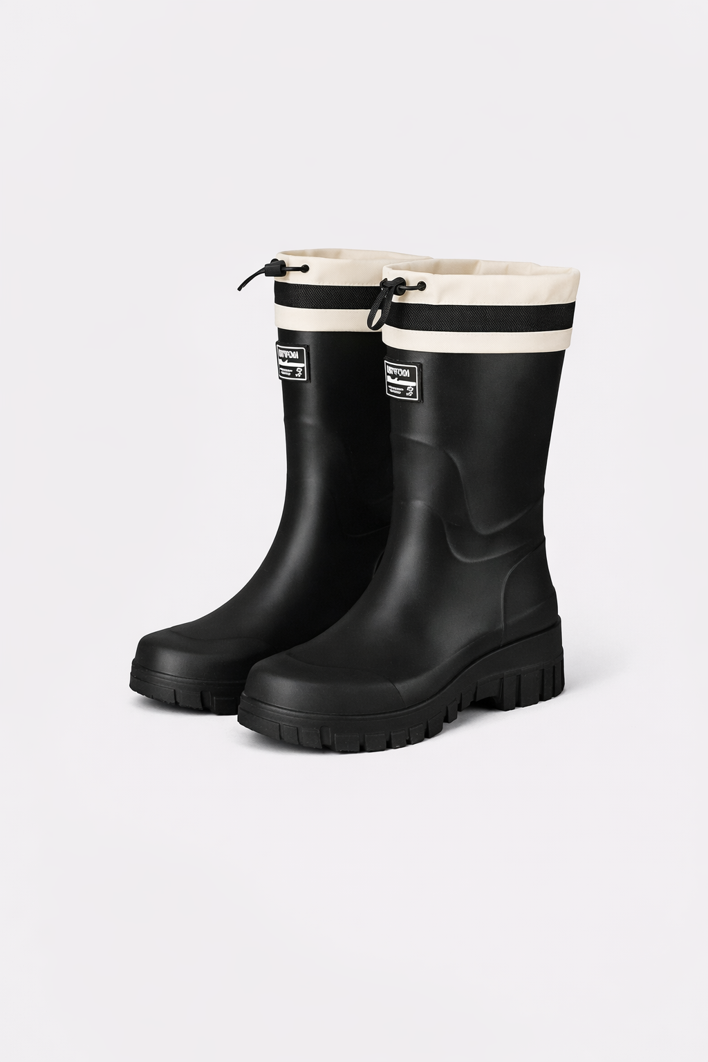 Women's Waterproof Rubber Rain Boots with Drawstring Collar and Chunky Lug Sole - Image 12