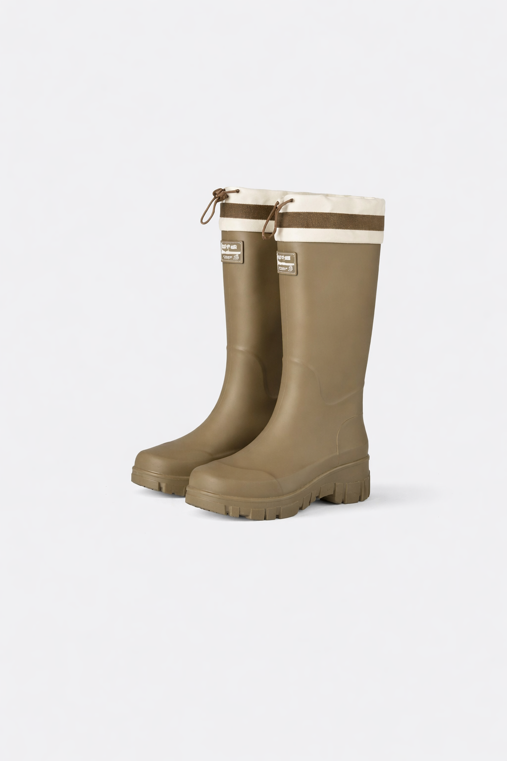 Women's Waterproof Rubber Rain Boots with Drawstring Collar and Chunky Lug Sole - Image 4