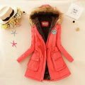 Women's Winter Coat with Fleece Lining and Faux Fur Hood Mid-Length Parka Jacket - Image 1