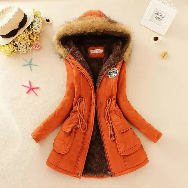 Women's Winter Coat with Fleece Lining and Faux Fur Hood Mid-Length Parka Jacket - Image 14