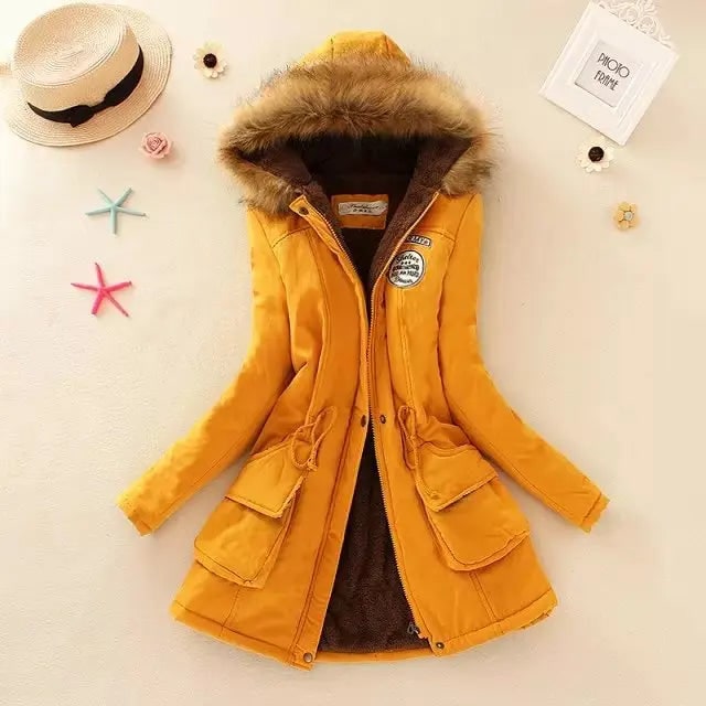 Women's Winter Coat with Fleece Lining and Faux Fur Hood Mid-Length Parka Jacket - Image 17