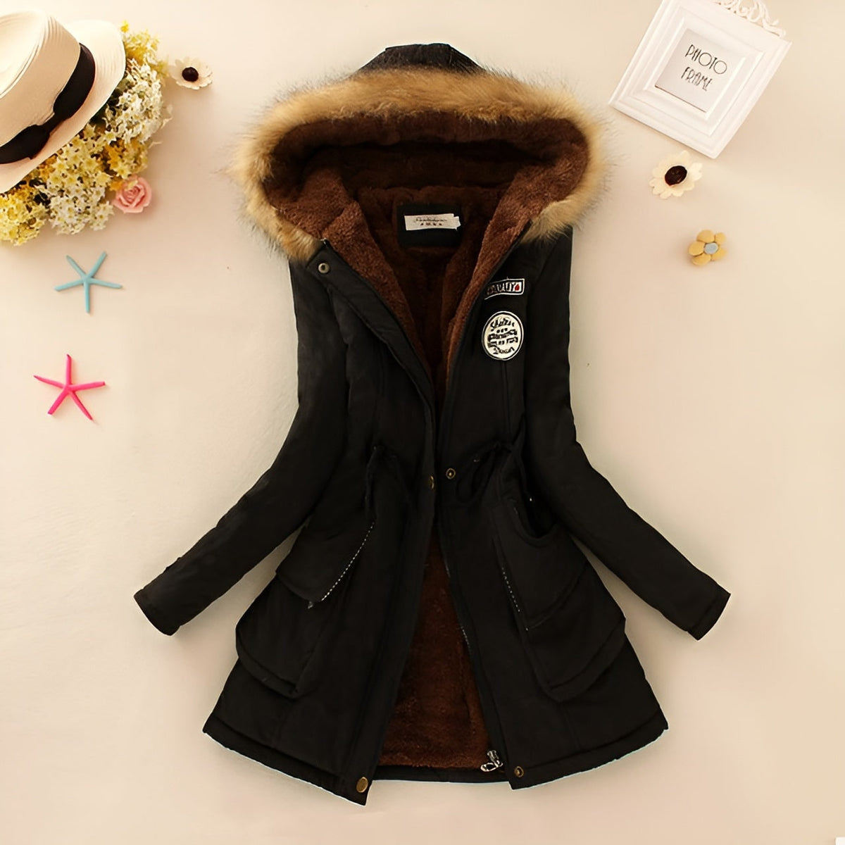 Women's Winter Coat with Fleece Lining and Faux Fur Hood Mid-Length Parka Jacket - Image 18