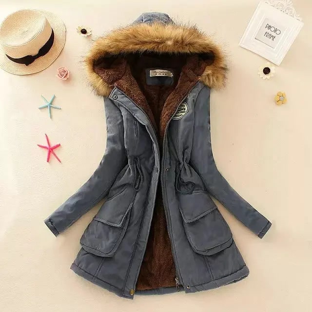 Women's Winter Coat with Fleece Lining and Faux Fur Hood Mid-Length Parka Jacket - Image 19