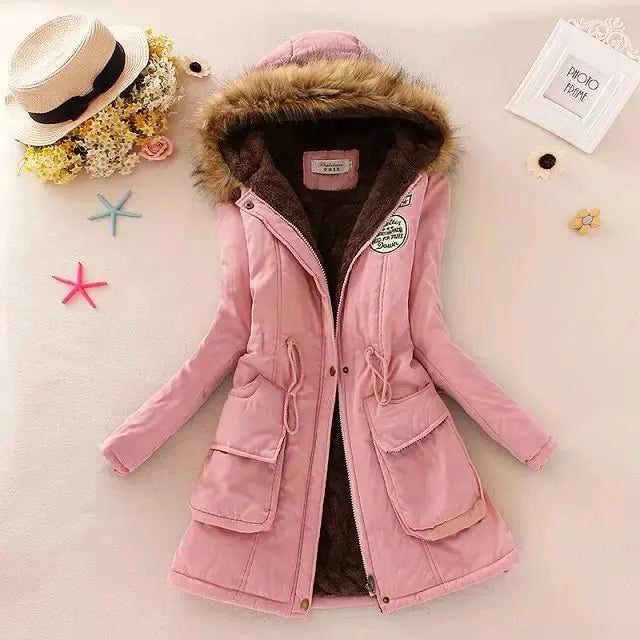 Women's Winter Coat with Fleece Lining and Faux Fur Hood Mid-Length Parka Jacket - Image 4