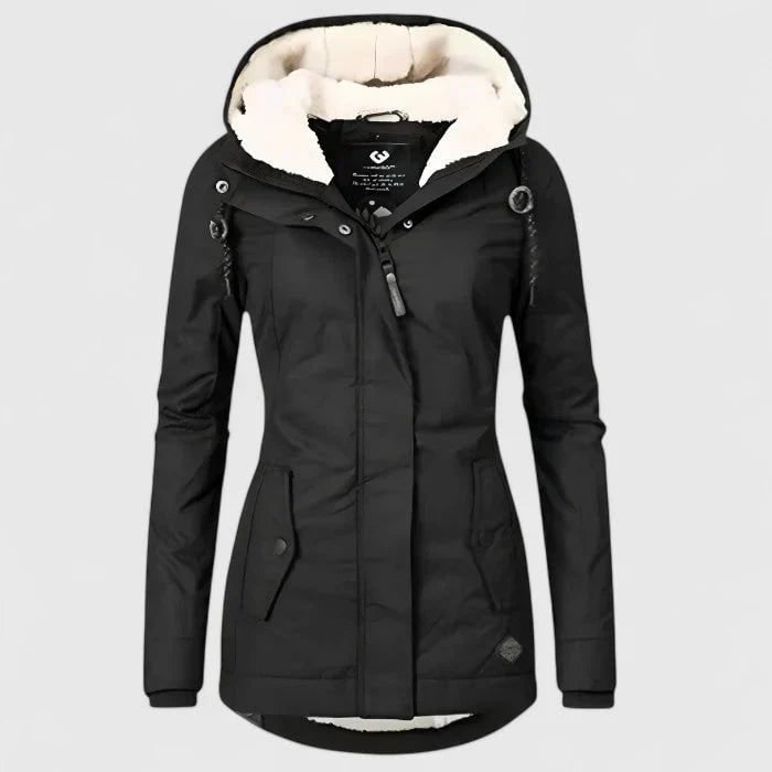 Women's Winter Jacket with Sherpa Fleece Lining Hooded Neckline and Waterproof Shell - Image 1